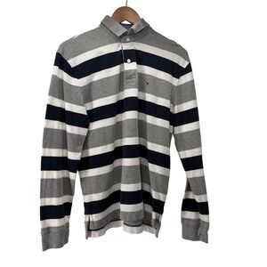 Tommy Hilfiger Men's Long Sleeve Striped Polo Shirt Classic Fit M Preppy